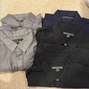 5 John Varvatos Dress Shirts - Gray, Black, and Navy
